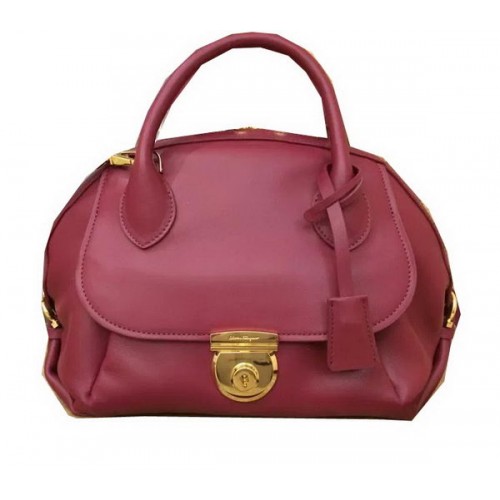 Ferragamo Bolso Tote Mediano Piel De Becerro SF0612 Burdeos