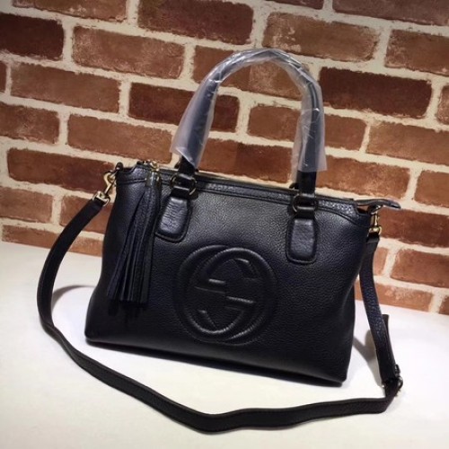 Gucci Bolso Soho De Piel De Becerro Con Asa Superior 308362 Negro