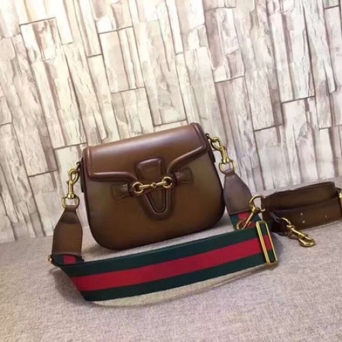 Bolso de hombro Gucci Lady Web de cuero teñido a mano 380573 Marrón