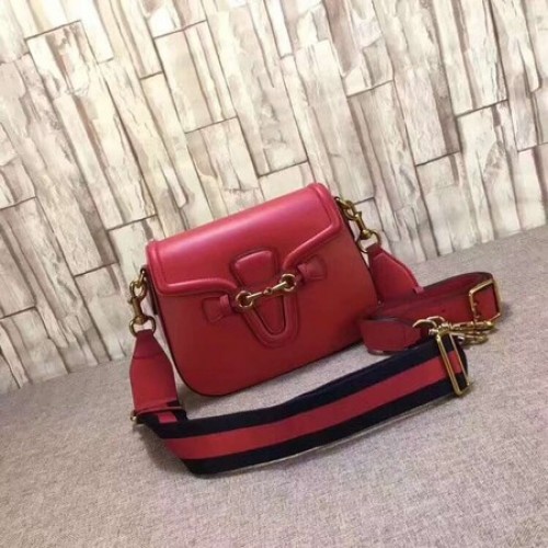 Gucci Lady Web Bolso de hombro de cuero teñido a mano 380573 Rojo