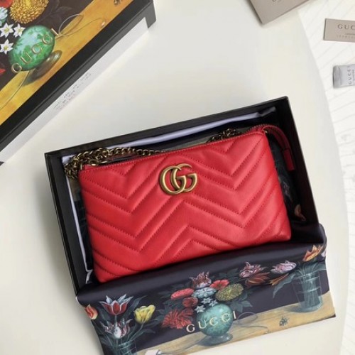 Gucci GG Marmont mini bolso de cadena 443447 rojo