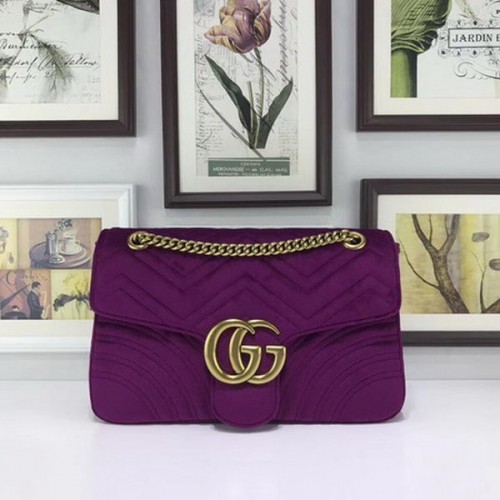 Gucci GG Marmont Bolso De Terciopelo Bordado 443496 Púrpura