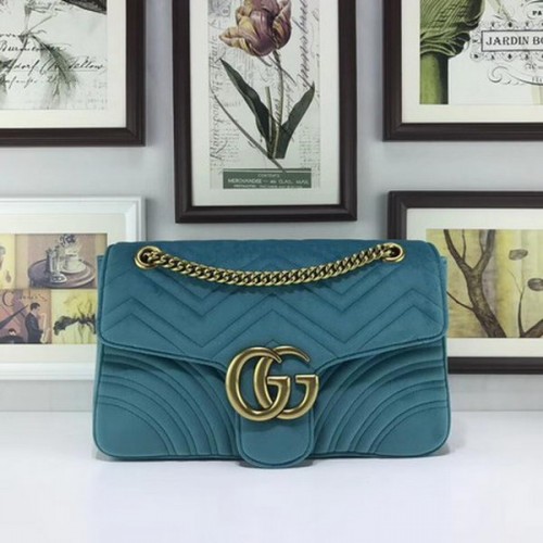 Gucci GG Marmont Bolso de Terciopelo Bordado 443496 SkyBlue Gucci GG Marmont Bolso de Terciopelo Bordado 443496 SkyBlue