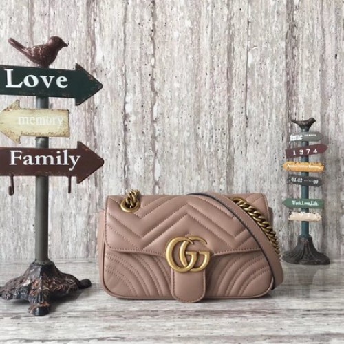 Gucci GG Marmont matelasse Mini Bolso 446744 Albaricoque