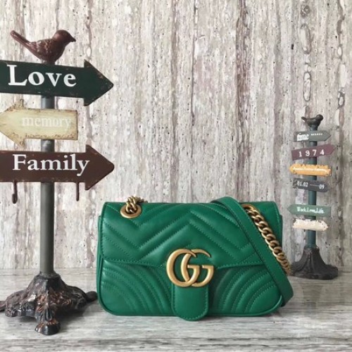 Gucci GG Marmont matelasse Mini Bolso 446744 Verde