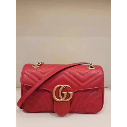 Gucci GG Marmont matelasse Mini Bolso 446744 Rojo