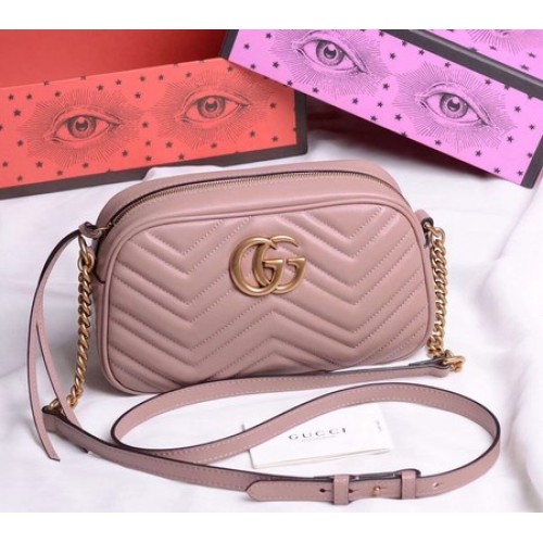 Gucci GG Marmont Pequeño Bolso De Hombro 447632 Rosa Profundo