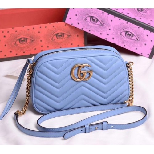 Gucci GG Marmont pequeño bolso de hombro 447632 azul cielo