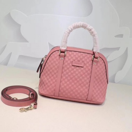 Gucci Signature Leather Top Handle Bag 449654 Rosa