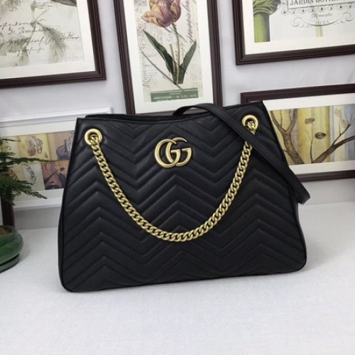 Gucci GG Marmont Medium Matelasse Bolso de Hombro 453569 Negro