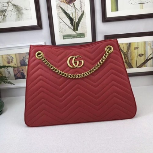 Gucci GG Marmont Medium Matelasse Bolso de Hombro 453569 Rojo
