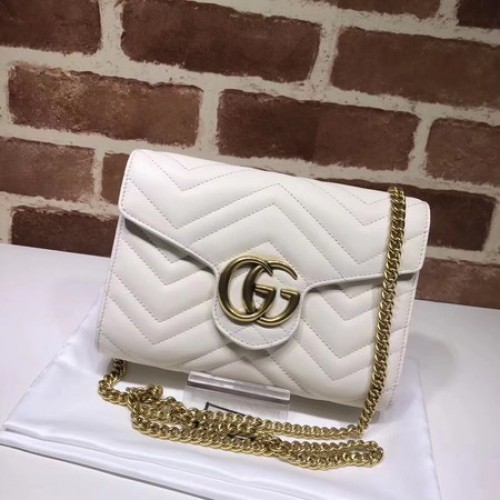 Gucci GG Marmont Matelasse mini Bolso 474575 Blanco