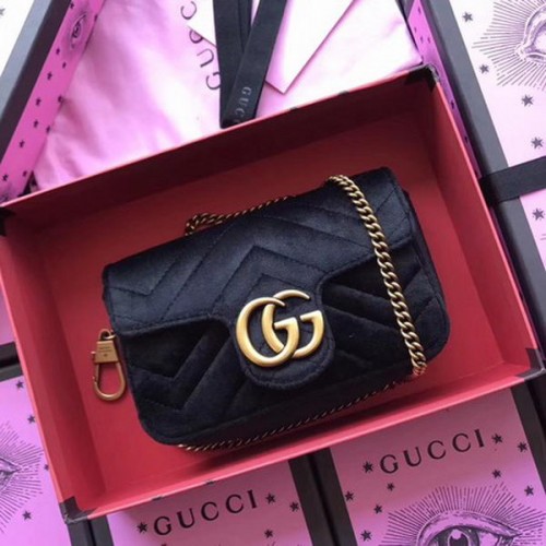 Gucci GG Marmont Terciopelo Super Mini Bolso 476433 Negro