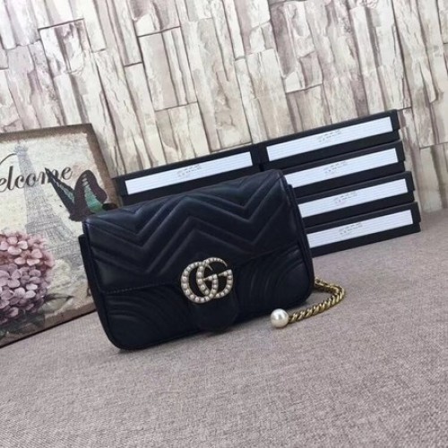 Gucci GG Marmont matelasse Mini Bolso 476809 Negro