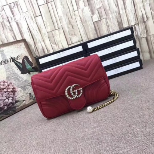 Gucci GG Marmont matelasse Mini Bolso 476809 Rojo