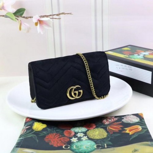 Gucci GG Marmont Mini Bolso De Terciopelo Bordado 488426 Negro