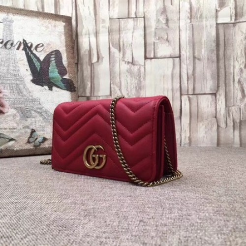 Gucci GG Marmont Mini Bolso De Terciopelo Bordado 488426 Rojo