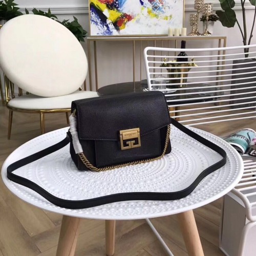 GIVENCHY GV3 bolso de hombro de piel y ante 9333 negro