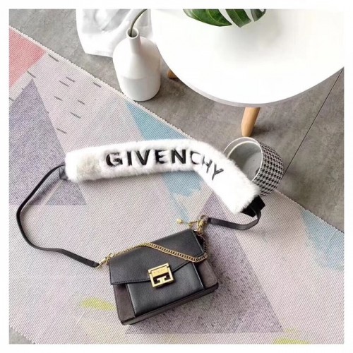GIVENCHY GV3 bolso de hombro de piel y ante 9989 negro