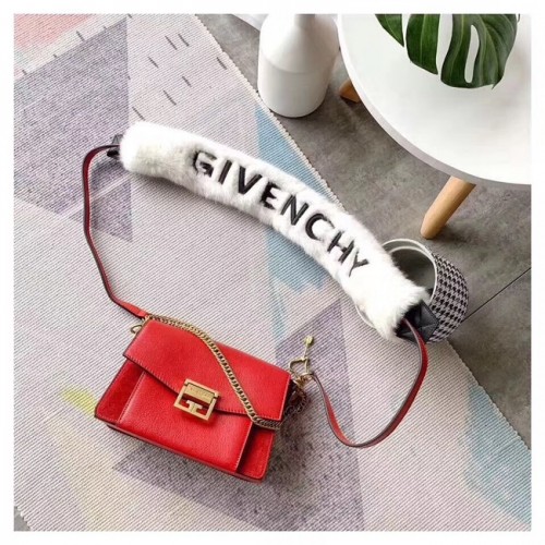 GIVENCHY Bolso de hombro GV3 de piel y ante 9989 rojo