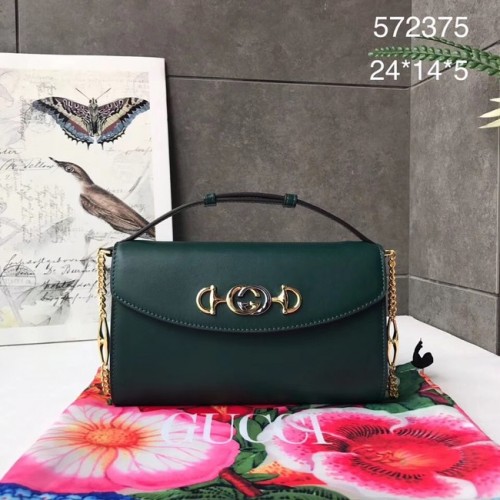 GUCCI Zumi pequeño bolso de hombro de cuero 572375 Verde oscuro