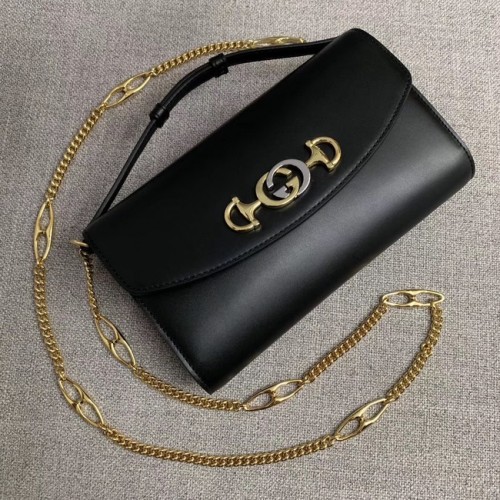 GUCCI Zumi pequeño bolso de hombro de cuero 572375 negro