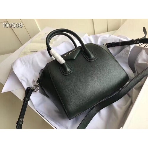 Givenchy Bolso Antigona pequeño de piel de becerro granulada BB0511 Verde negruzco