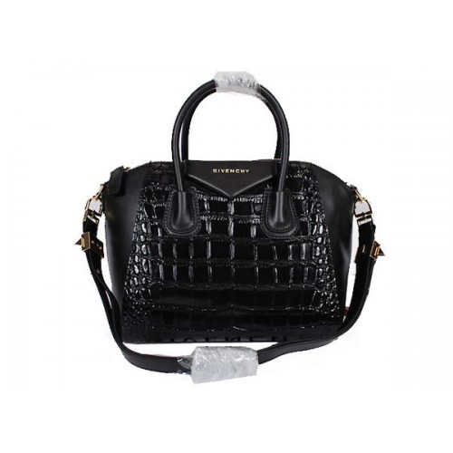 Bolso pequeño Antigona de Givenchy en piel de coco negra 9981S
