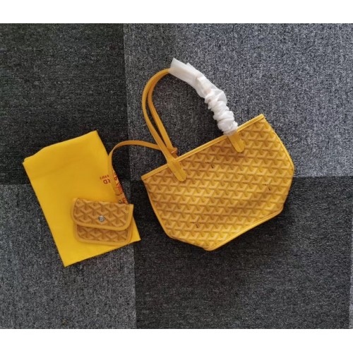 Minibolso tote de piel de becerro Goyard 6782 amarillo