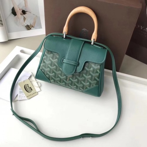 Minibolso tote de piel de becerro Goyard 9955 verde