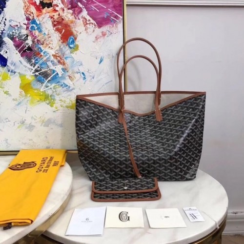 Bolso tote de piel de becerro Goyard 20207 negro y marrón