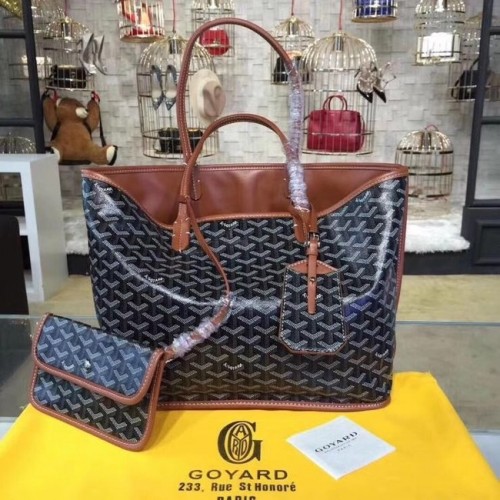 Bolso tote de piel de becerro Goyard 20208 azul real y marrón