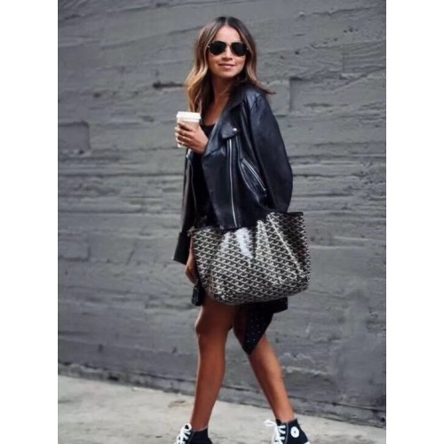 Bolso tote de piel de becerro Goyard 6783 Negro