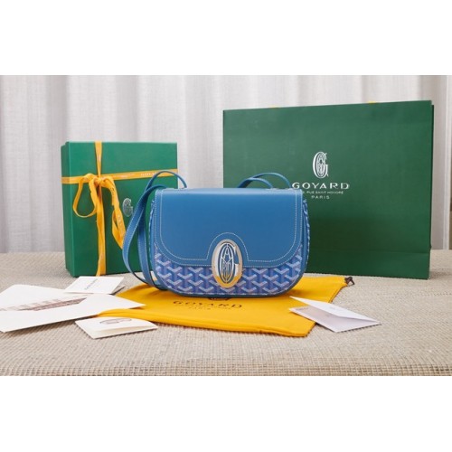 Bolso de hombro en piel de becerro Goyard 9967 azul cielo