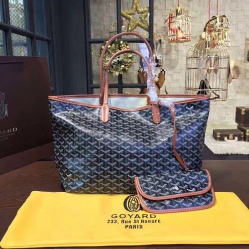 Goyard Y Doodling Calfskin Leather Tote Bag 36987 azul oscuro
