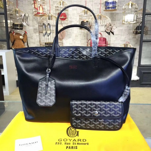 Bolso tote de piel de becerro con garabatos Y Goyard 7901 negro