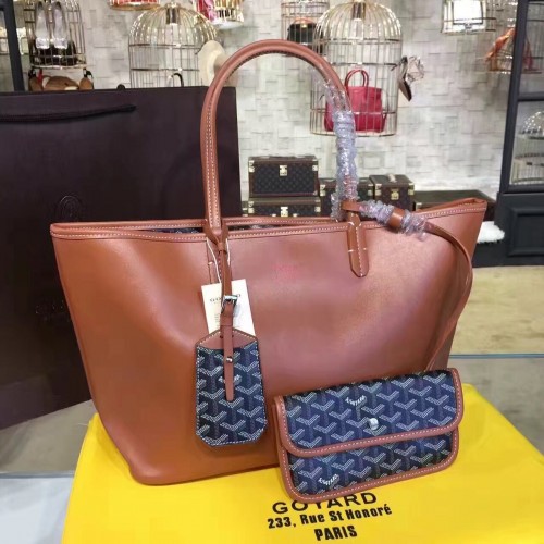 Goyard Y Doodling Calfskin Leather Tote Bag 7901 Marrón
