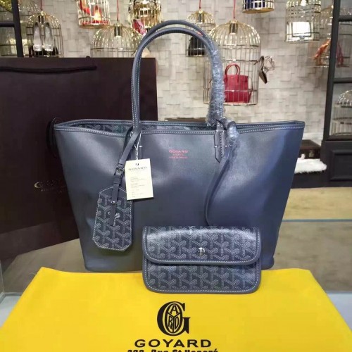 Goyard Y Doodling Calfskin Leather Tote Bag 7901 Azul oscuro
