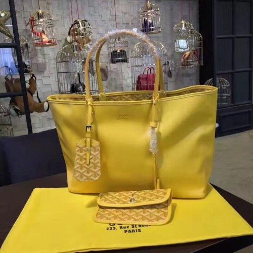 Bolso tote de piel de becerro Y Garabatos Goyard 7901 Amarillo