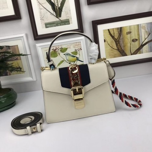 Gucci Sylvie Lather mini bolso 470270 OffWhite