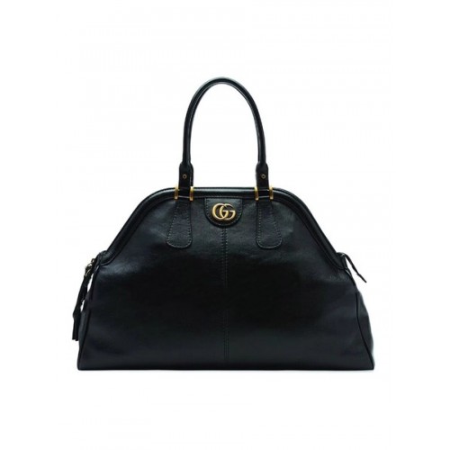 Bolso con asa superior de piel de becerro Gucci 501015 Negro