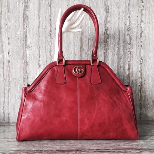 Gucci Suede Leather Top Handle Bag 501015 Rojo
