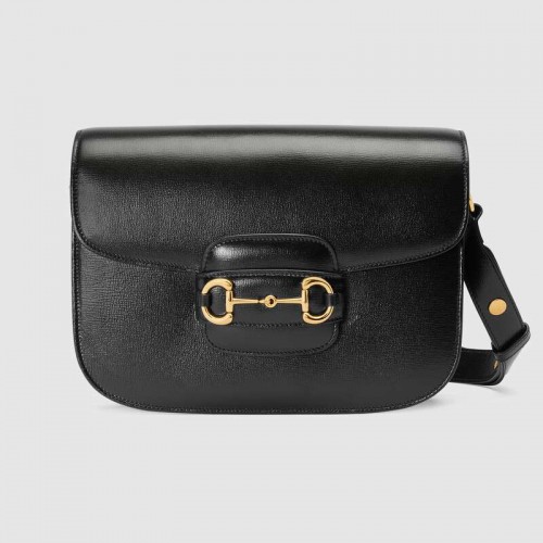 Gucci 1955 bolso de hombro de cuero 602204 negro