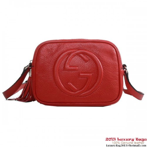 Gucci 308364 A7M0G 6523 Bolso disco de cuero rojo Soho