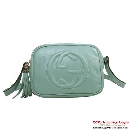 Gucci 308364 Soho Bolso disco de cuero azul claro