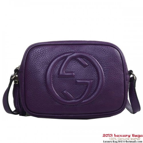 Gucci 308364 Soho Bolso disco de cuero morado