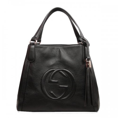 Gucci 336751 Bolso de hombro de cuero negro Soho
