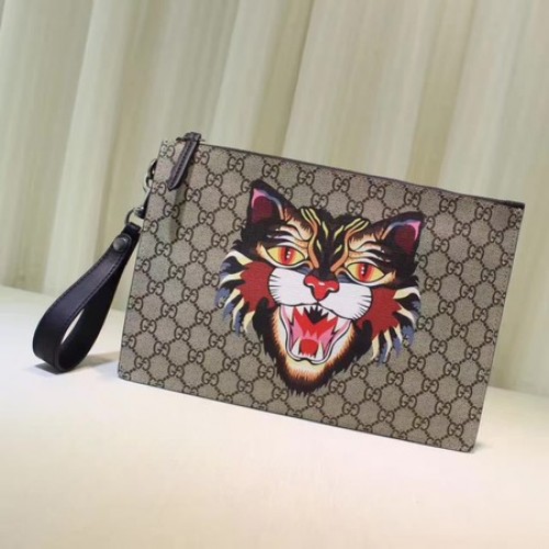 Gucci Angry Cat Print GG Supreme Estuche 473904 Angry Cat
