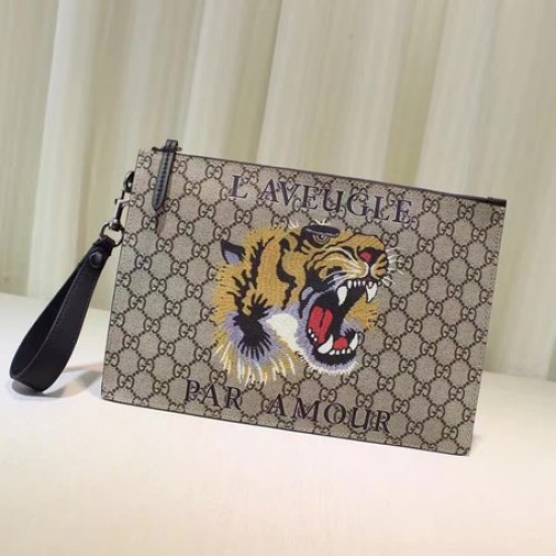 Gucci Angry Cat Print GG Supreme Estuche 473904 Tigre