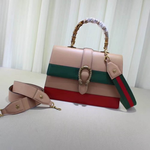 Bolso con asa superior de cuero liso de bambú Gucci 17410